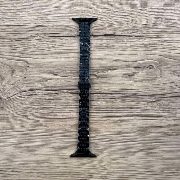 Apple Watch Band Adjustable Slim Stylish Strap Silver Stainless Chain - Black - Picture 3 of 5